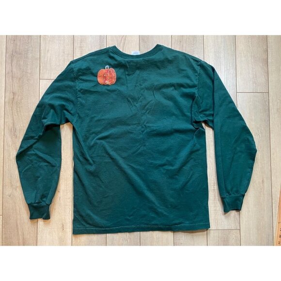 Vintage Patchwork Pumpkins Autumn Long Sleeve Shirt Large Orange Green - Picture 5 of 6
